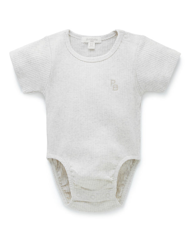 Rib S/Slv Bodysuit - Wheat melange