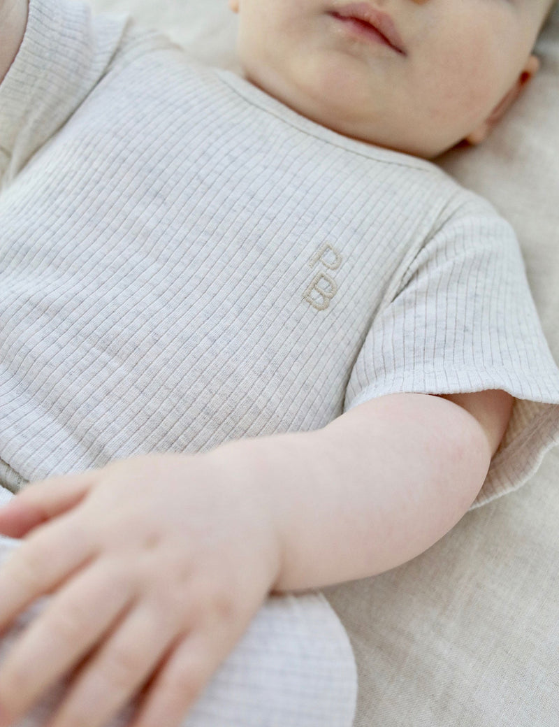 Rib S/Slv Bodysuit - Wheat melange