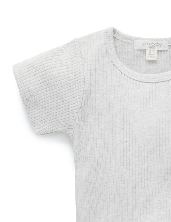 Rib S/Slv Bodysuit - Wheat melange