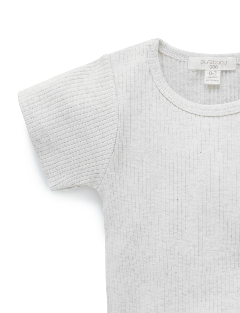 Rib S/Slv Bodysuit - Wheat melange