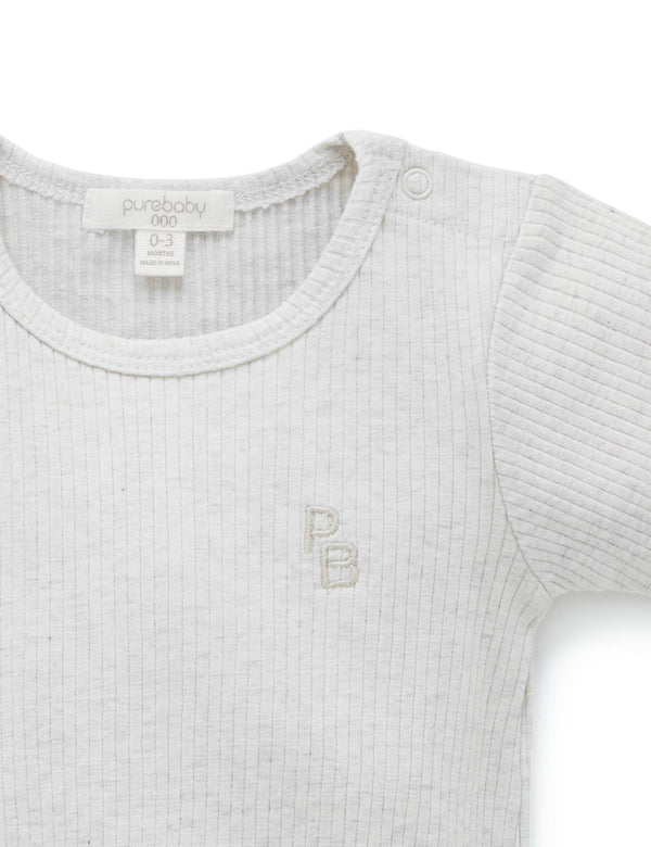Rib S/Slv Bodysuit - Wheat melange