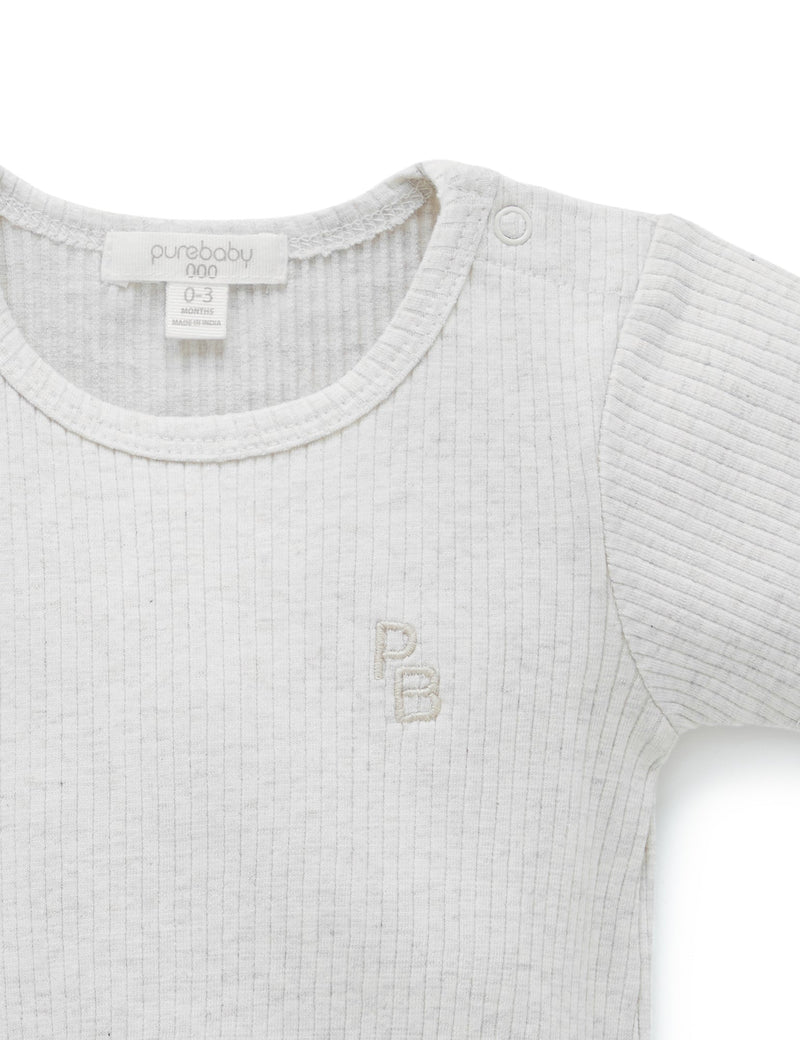 Rib S/Slv Bodysuit - Wheat melange