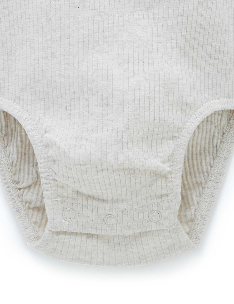 Rib S/Slv Bodysuit - Wheat melange