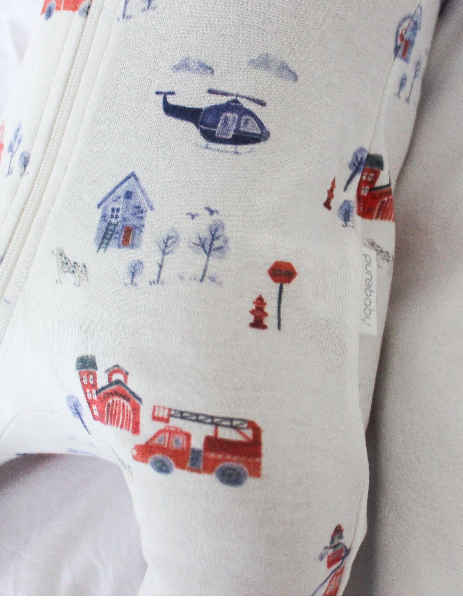 2 Pack Digital Zip Growsuit - Fire Truck Print