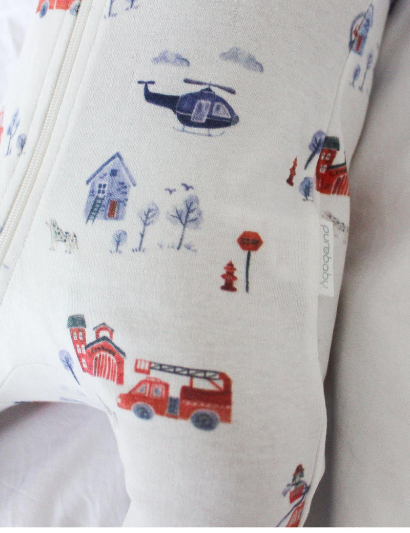 2 Pack Digital Zip Growsuit - Fire Truck Print