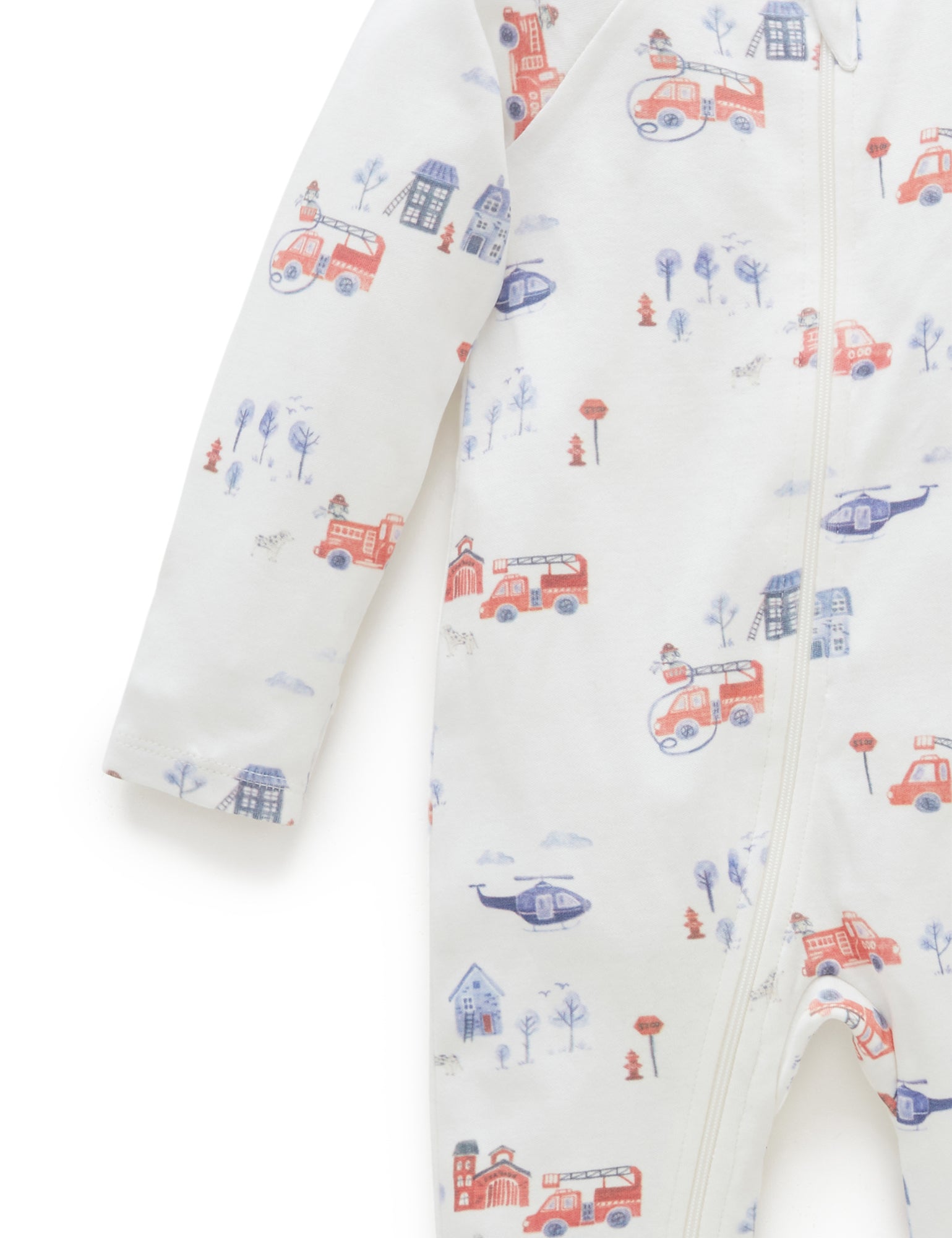 2 Pack Digital Zip Growsuit - Fire Truck Print