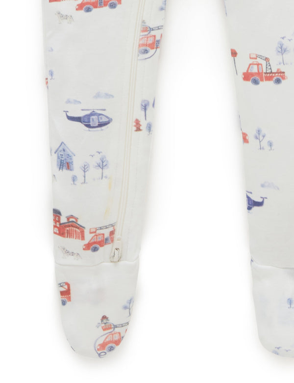 2 Pack Digital Zip Growsuit - Fire Truck Print