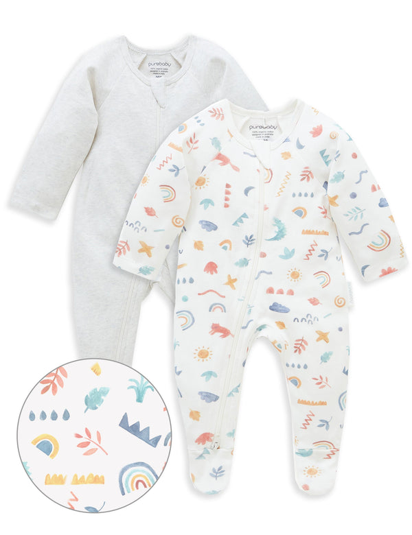2 Pack Digital Zip Growsuit - Geo Print