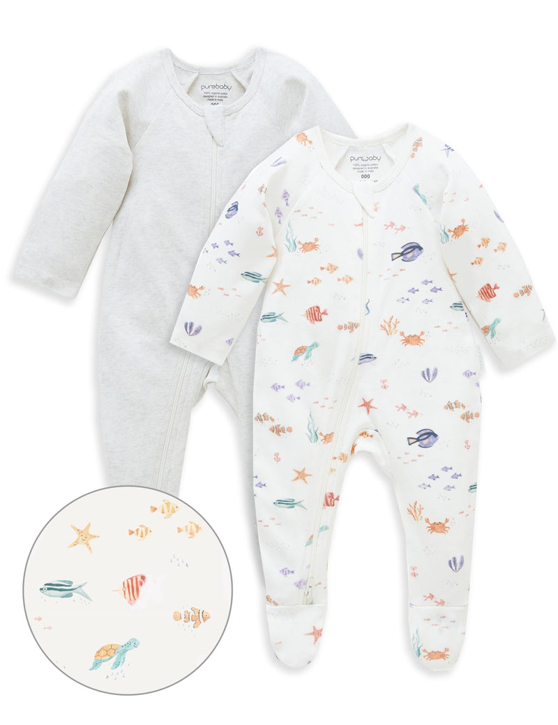 2 Pack Digital Zip Growsuit - Tropical Print
