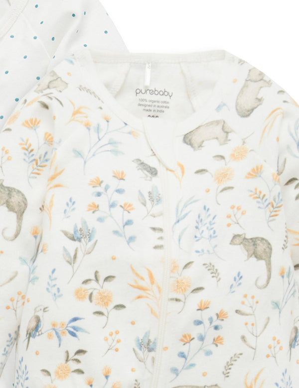 2 Pack Digital Zip Growsuit - Bush Friends Print