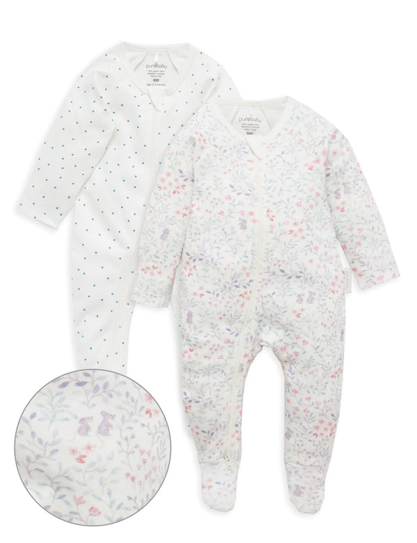 2 Pack Digital Zip Growsuit - Meadow print