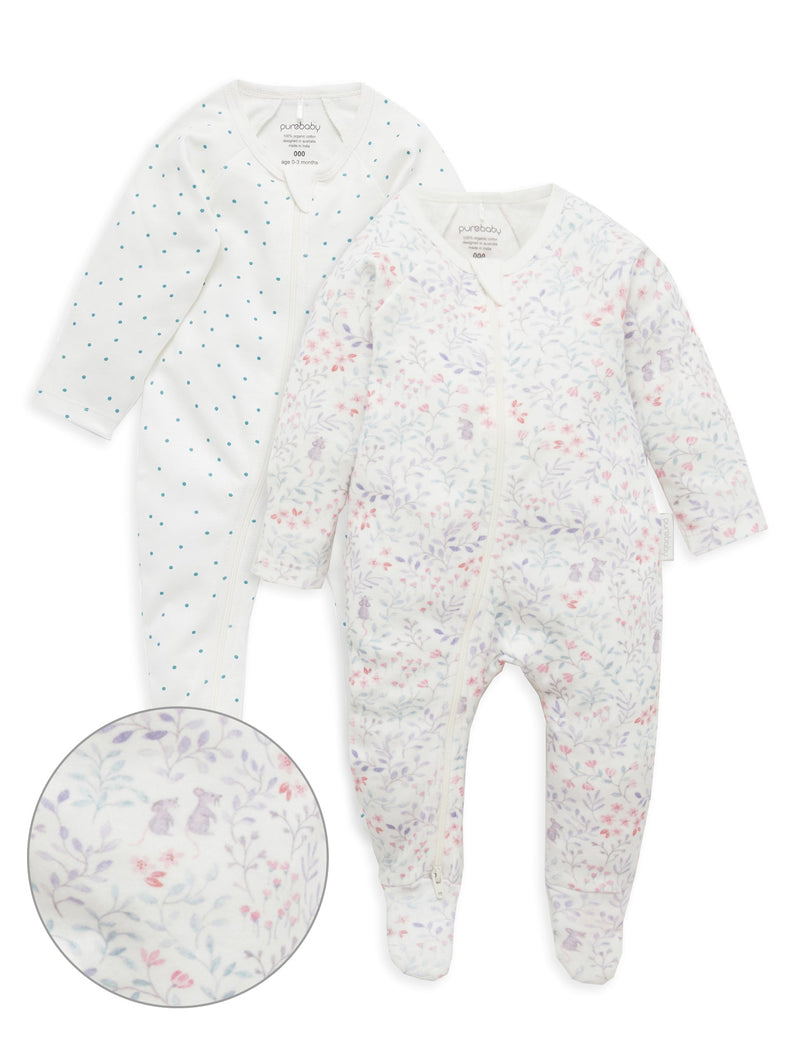 2 Pack Digital Zip Growsuit - Meadow print