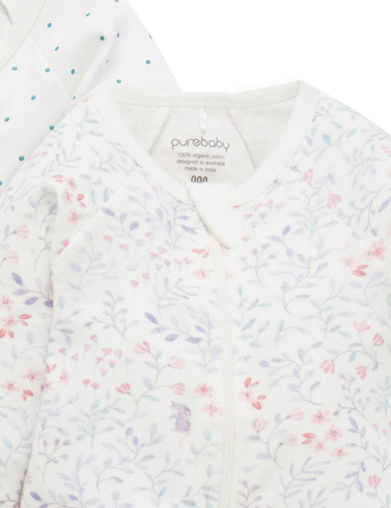 2 Pack Digital Zip Growsuit - Meadow print