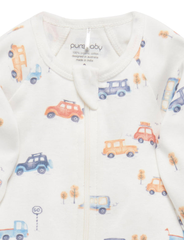 2 Pack Digital Zip Growsuit - Busy Car Print