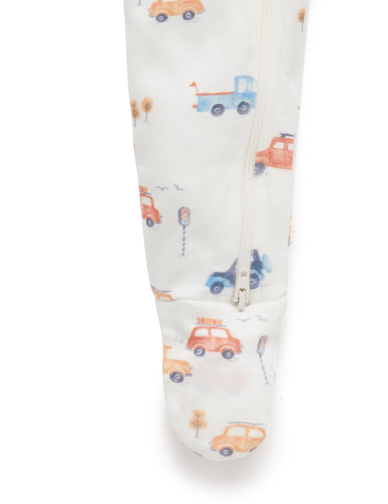 2 Pack Digital Zip Growsuit - Busy Car Print