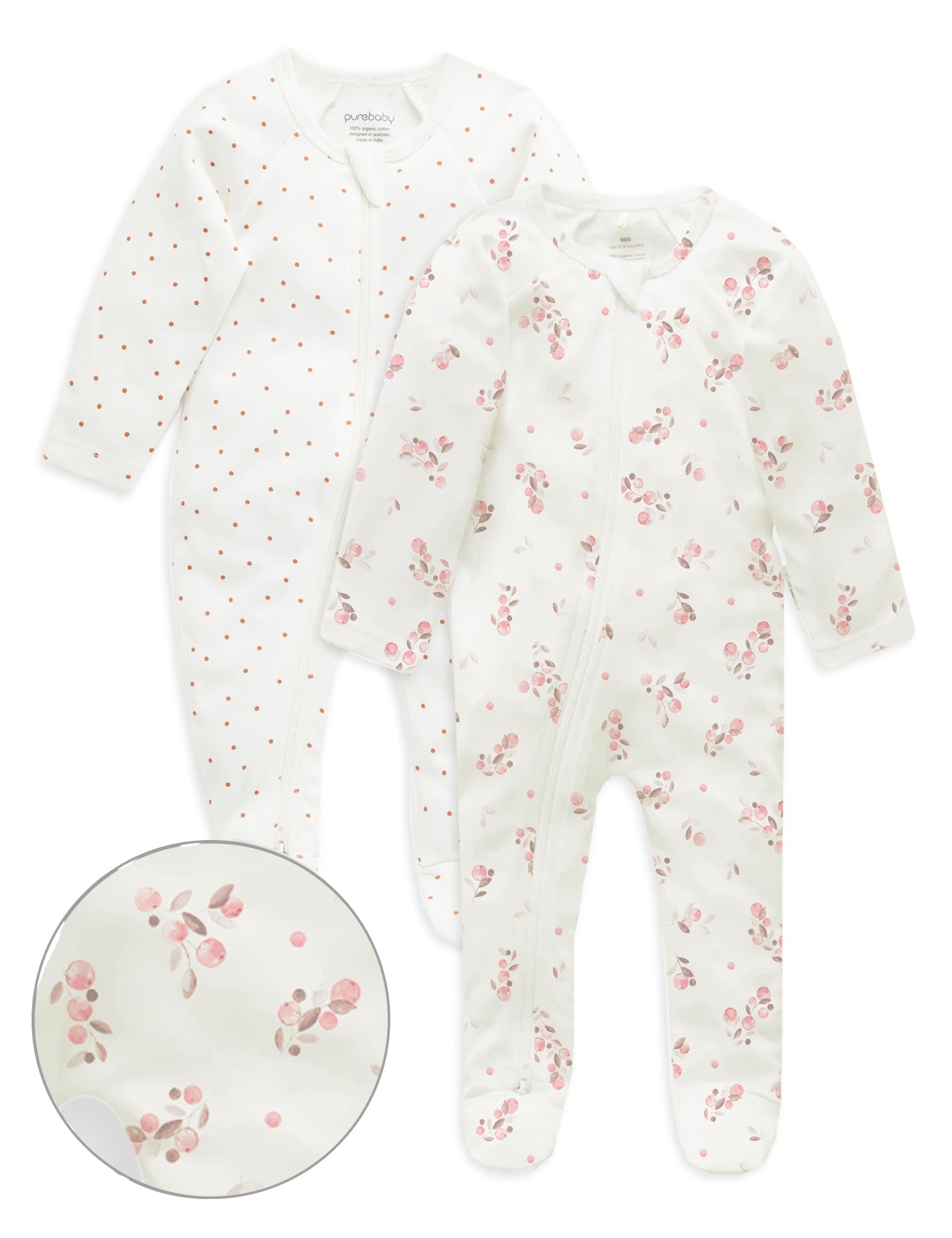 2 Pack Digital Zip Growsuit - Fruity Print