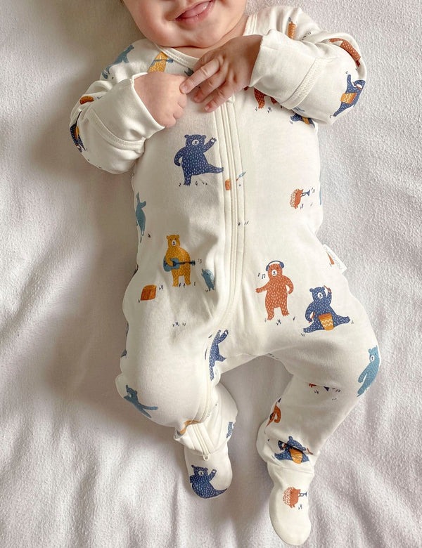 2 Pack Digital Zip Growsuit - Autumn Party Print