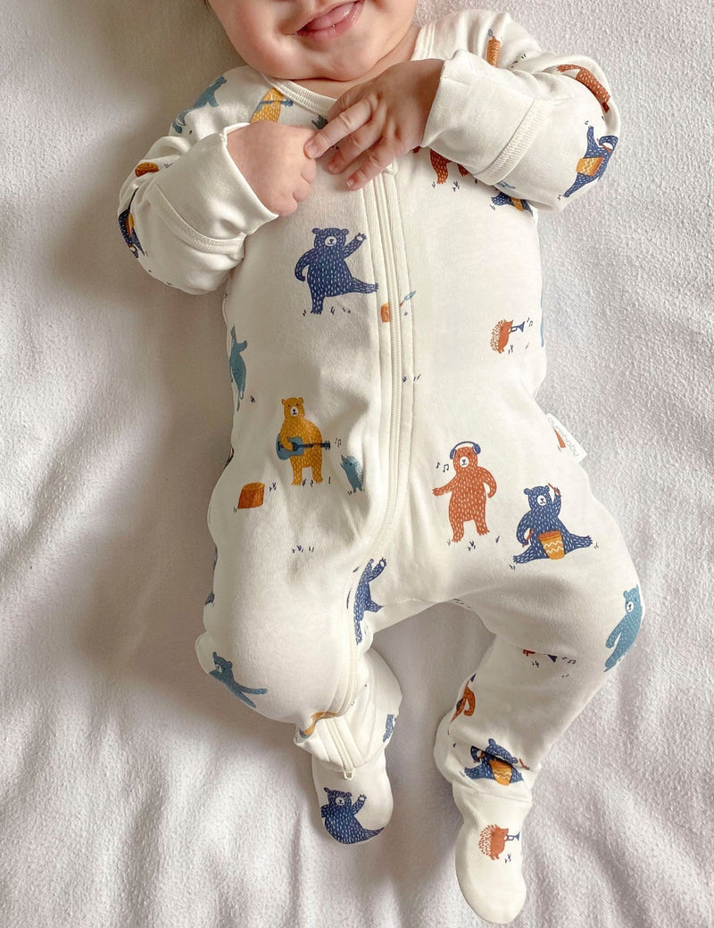 2 Pack Digital Zip Growsuit - Autumn Party Print