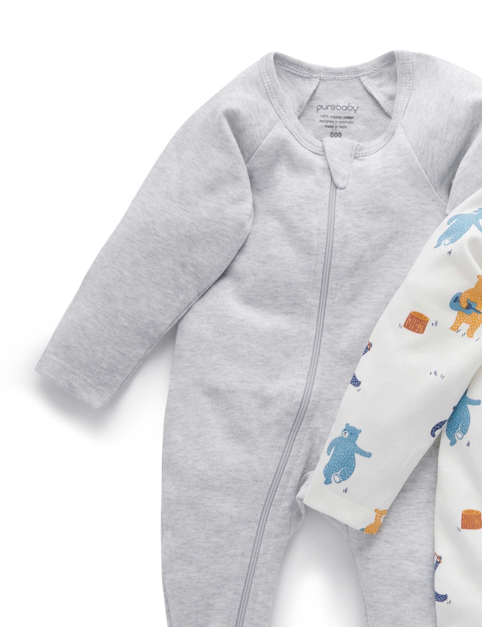 2 Pack Digital Zip Growsuit - Autumn Party Print