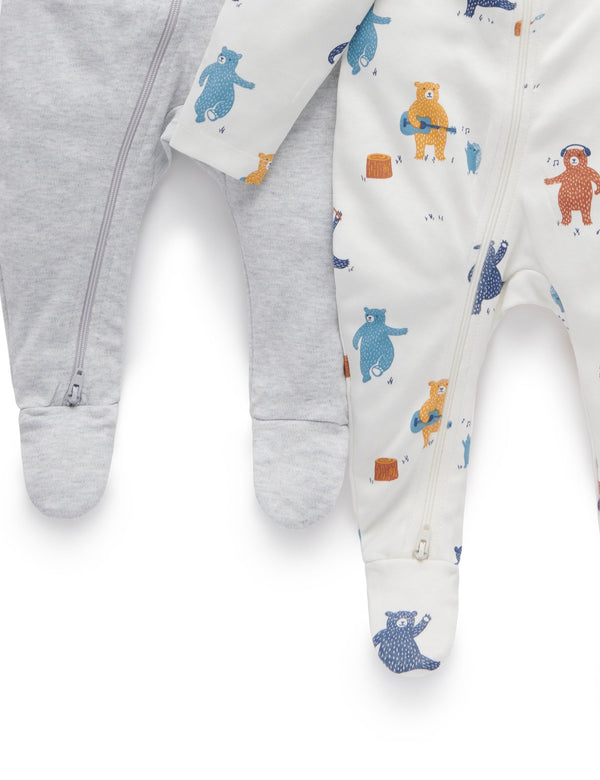 2 Pack Digital Zip Growsuit - Autumn Party Print