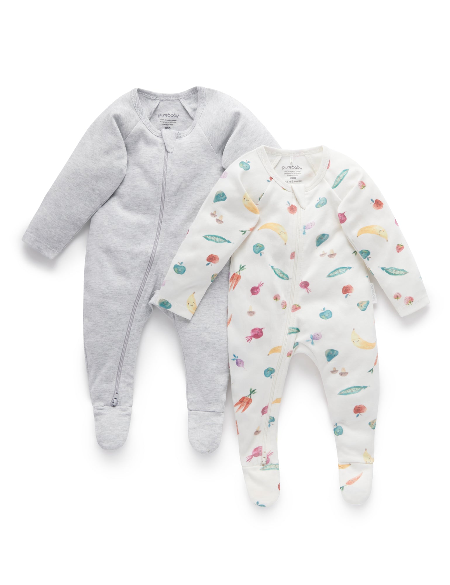 2 Pack Digital Zip Growsuit - Happy Veg Print