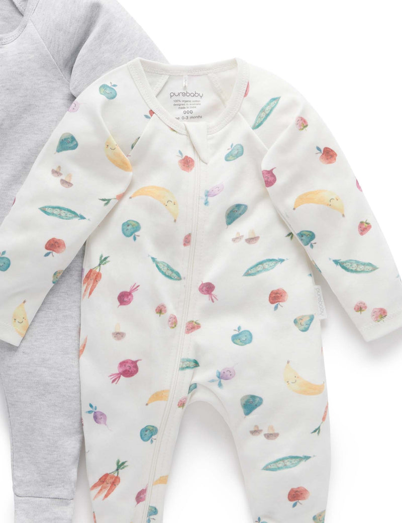 2 Pack Digital Zip Growsuit - Happy Veg Print