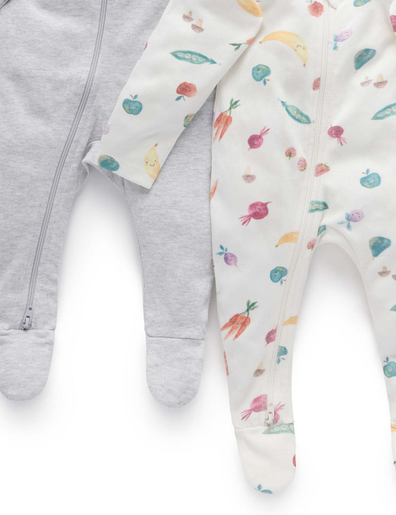 2 Pack Digital Zip Growsuit - Happy Veg Print