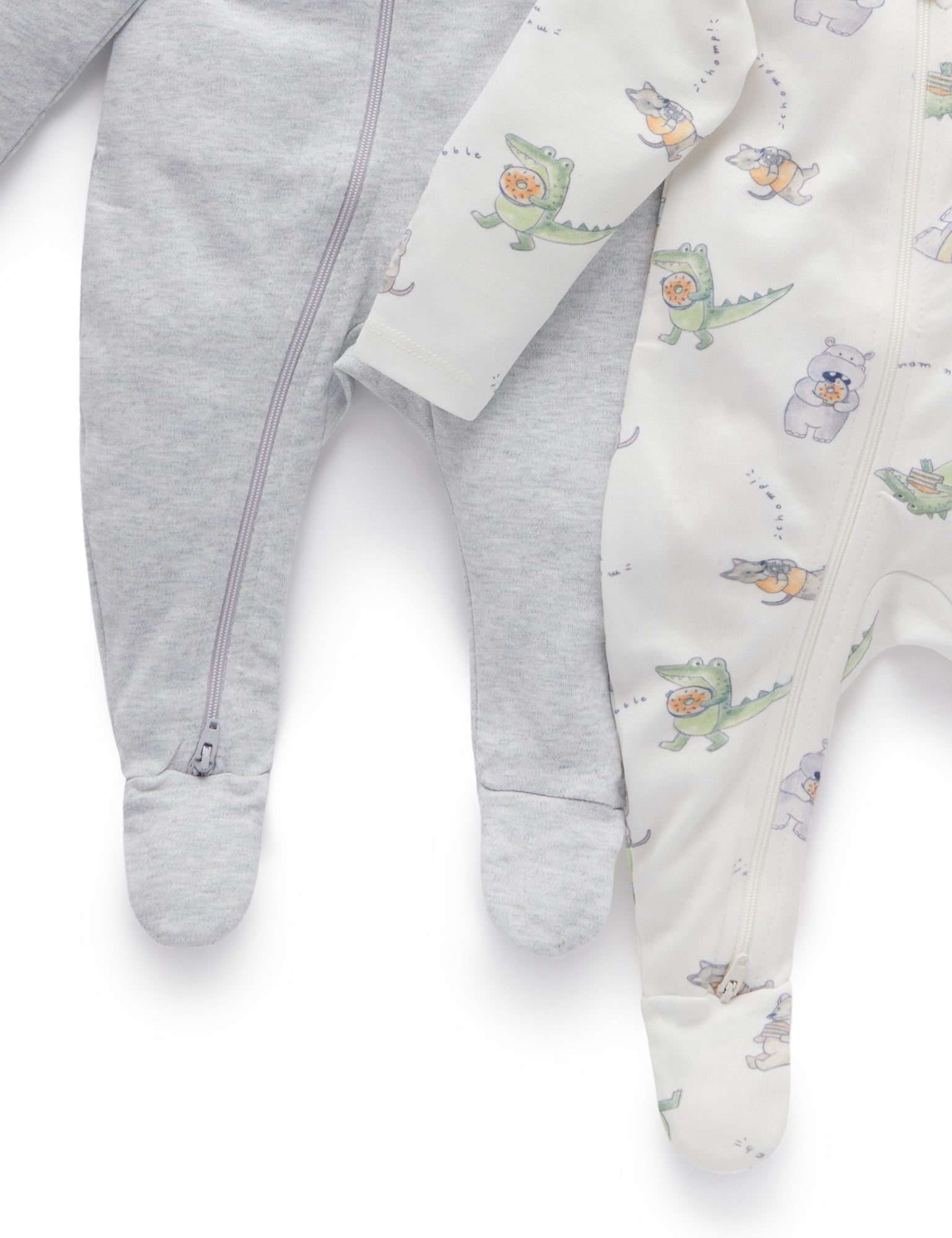 2 Pack Digital Zip Growsuit - Nom Nom Print