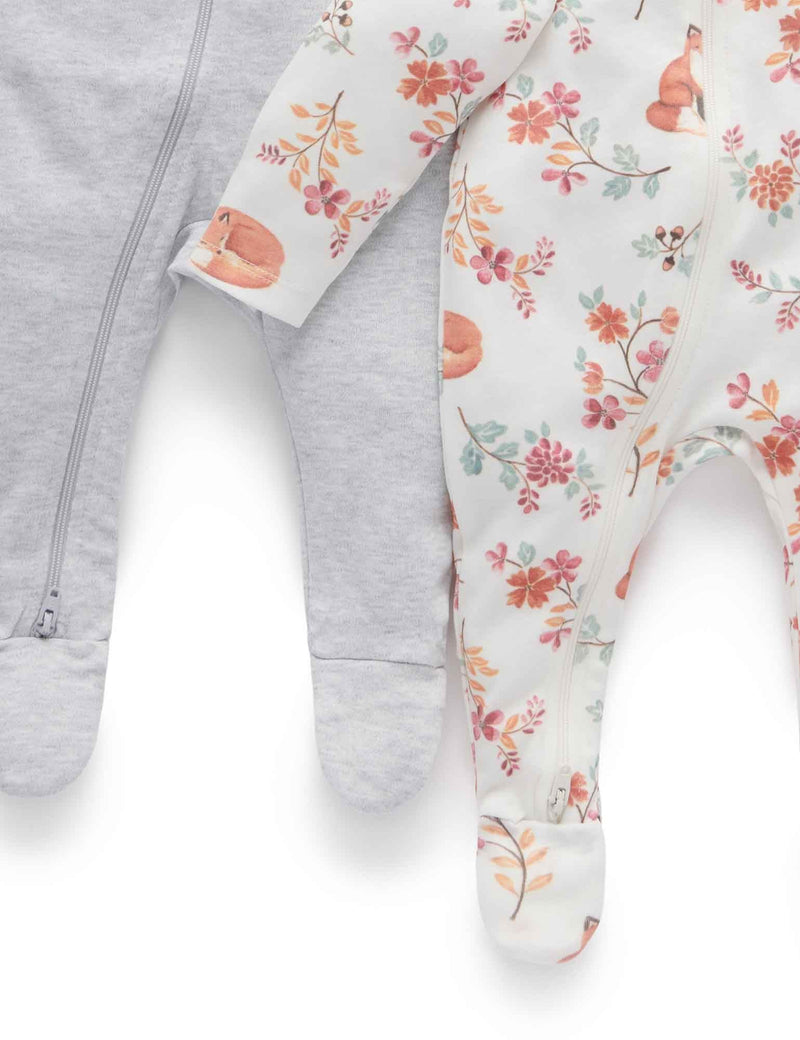 2 Pack Digital Zip Growsuit - Resting Fox Print