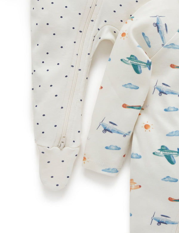 2 Pack Digital Zip Growsuit - In the Clouds Print