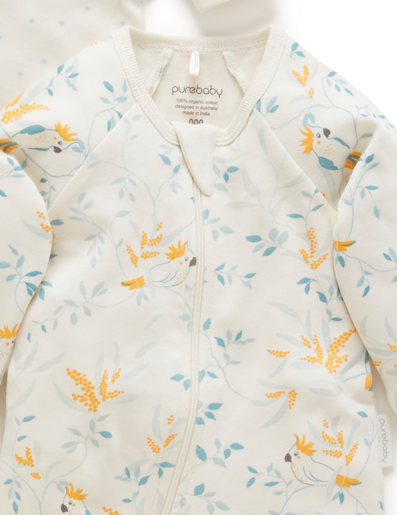 2 Pack Digital Zip Growsuit - Cockatoo Print
