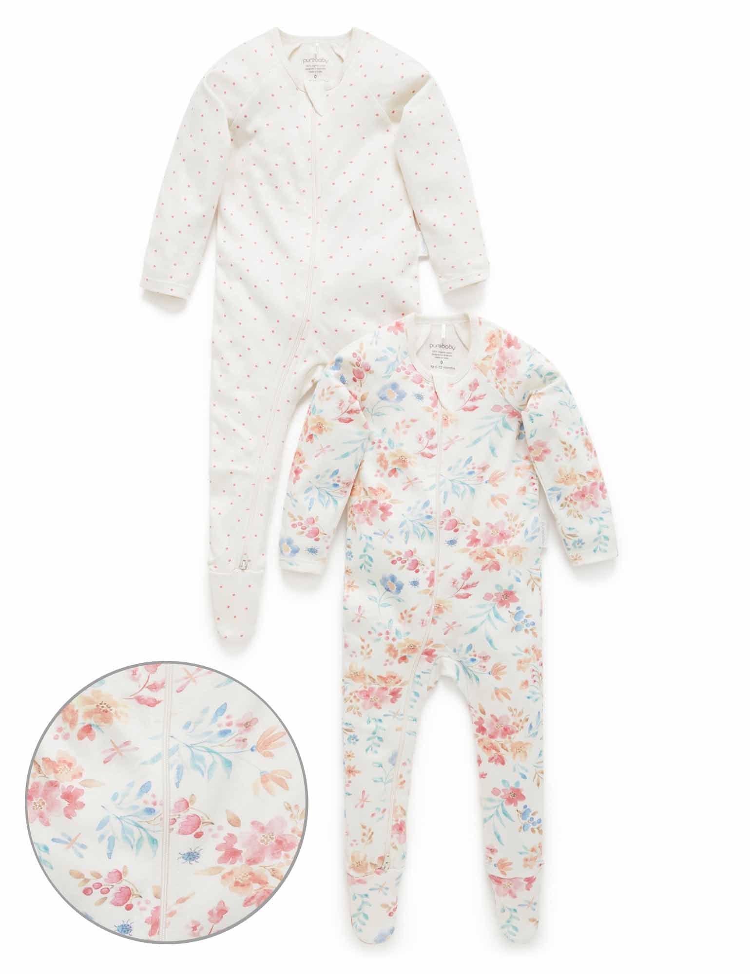 2 Pack Digital Zip Growsuit - Full Bloom Print