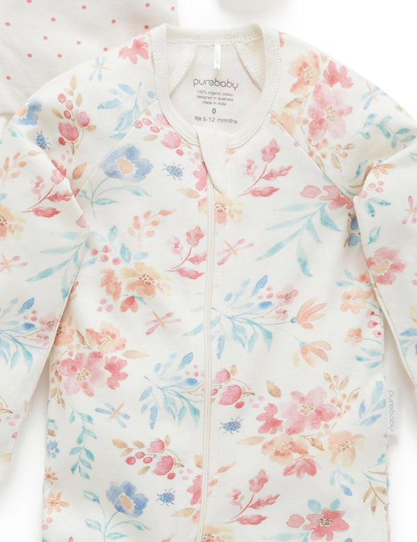 2 Pack Digital Zip Growsuit - Full Bloom Print