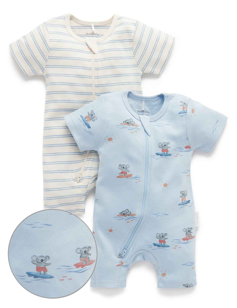 2 Pack S/Slv Digital Growsuit - Foam Paddling Out Print