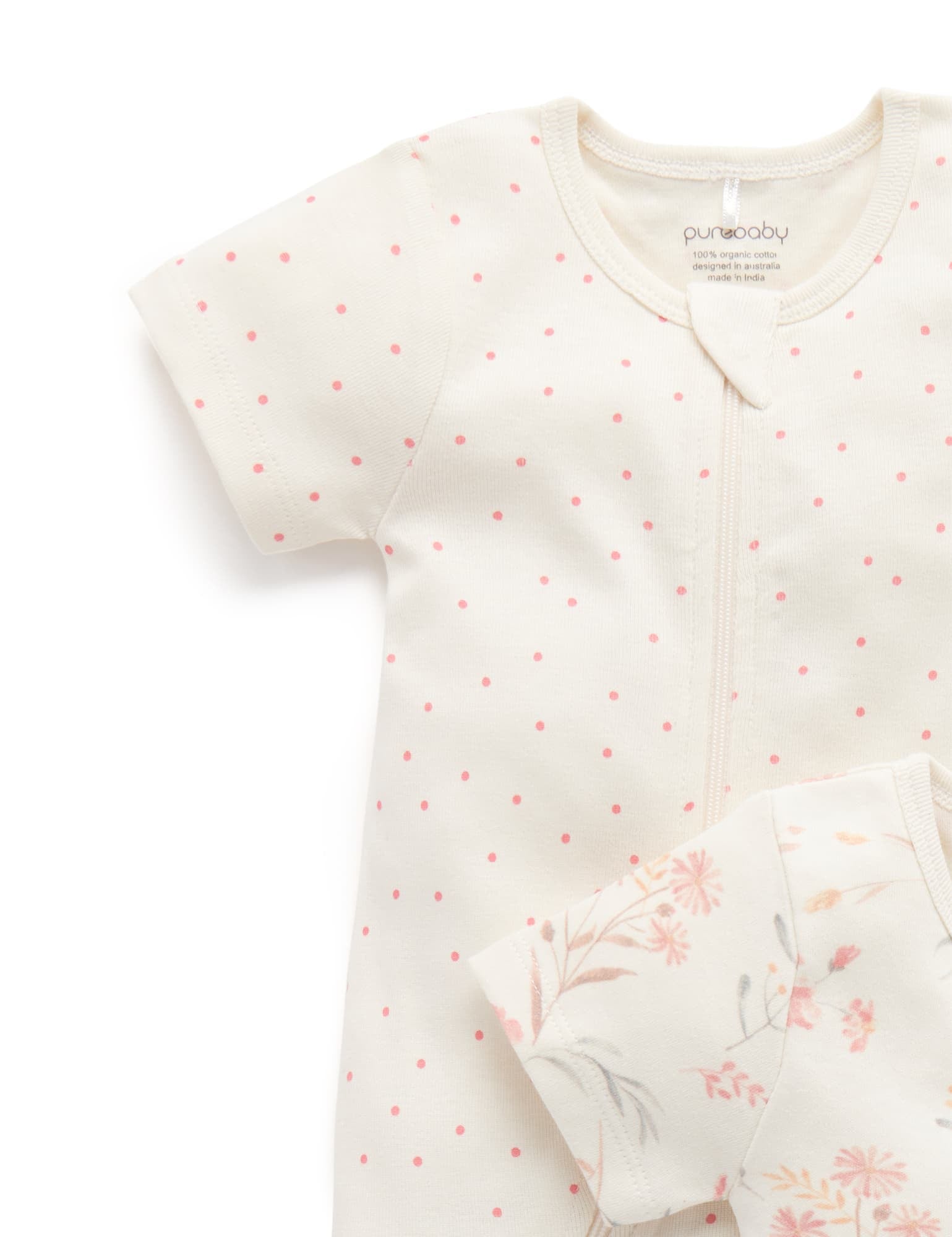 2 Pack S/Slv Digital Growsuit - Pussy Willow Print