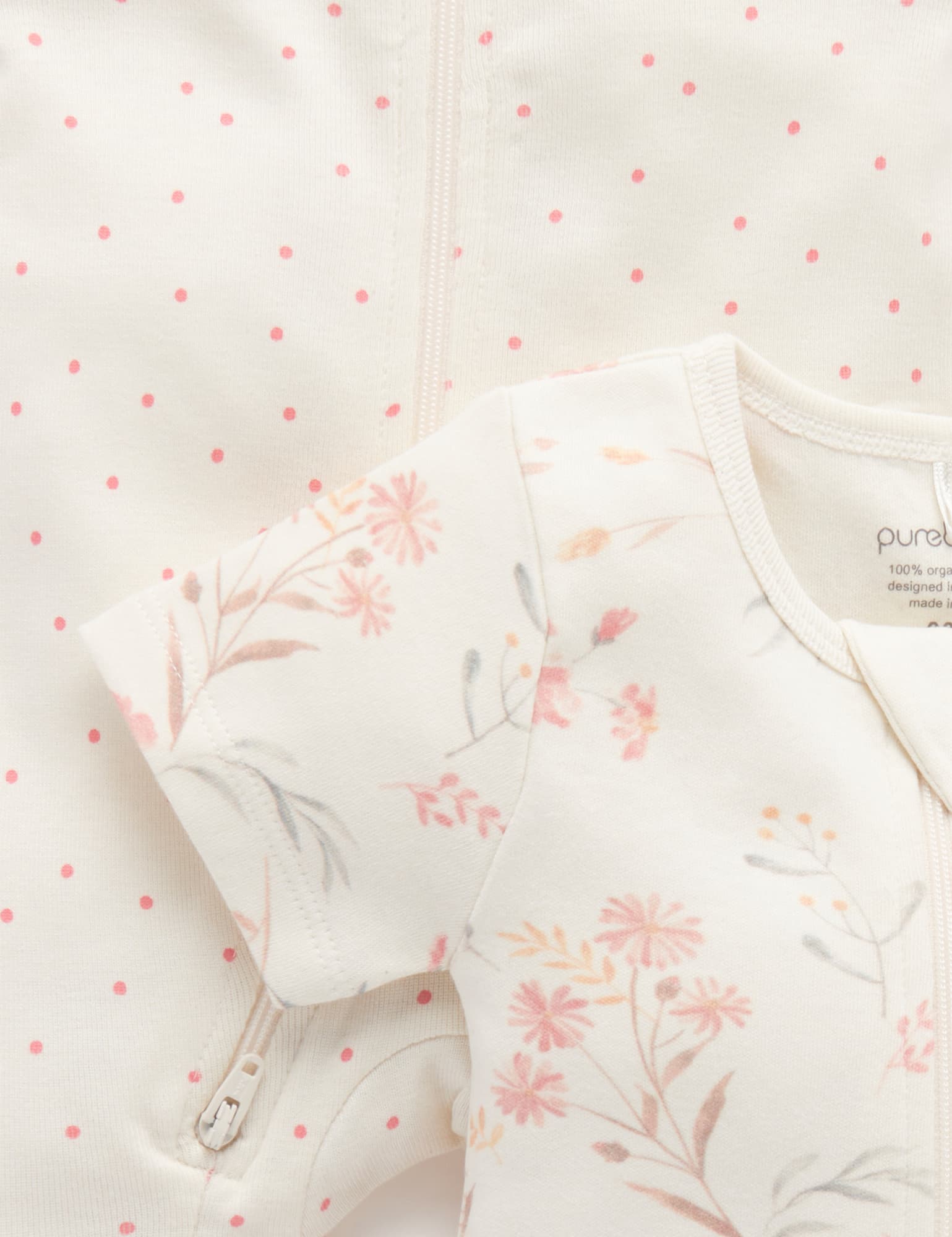 2 Pack S/Slv Digital Growsuit - Pussy Willow Print