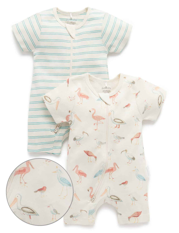 2 Pack S/Slv Digital Growsuit - Squwark Print