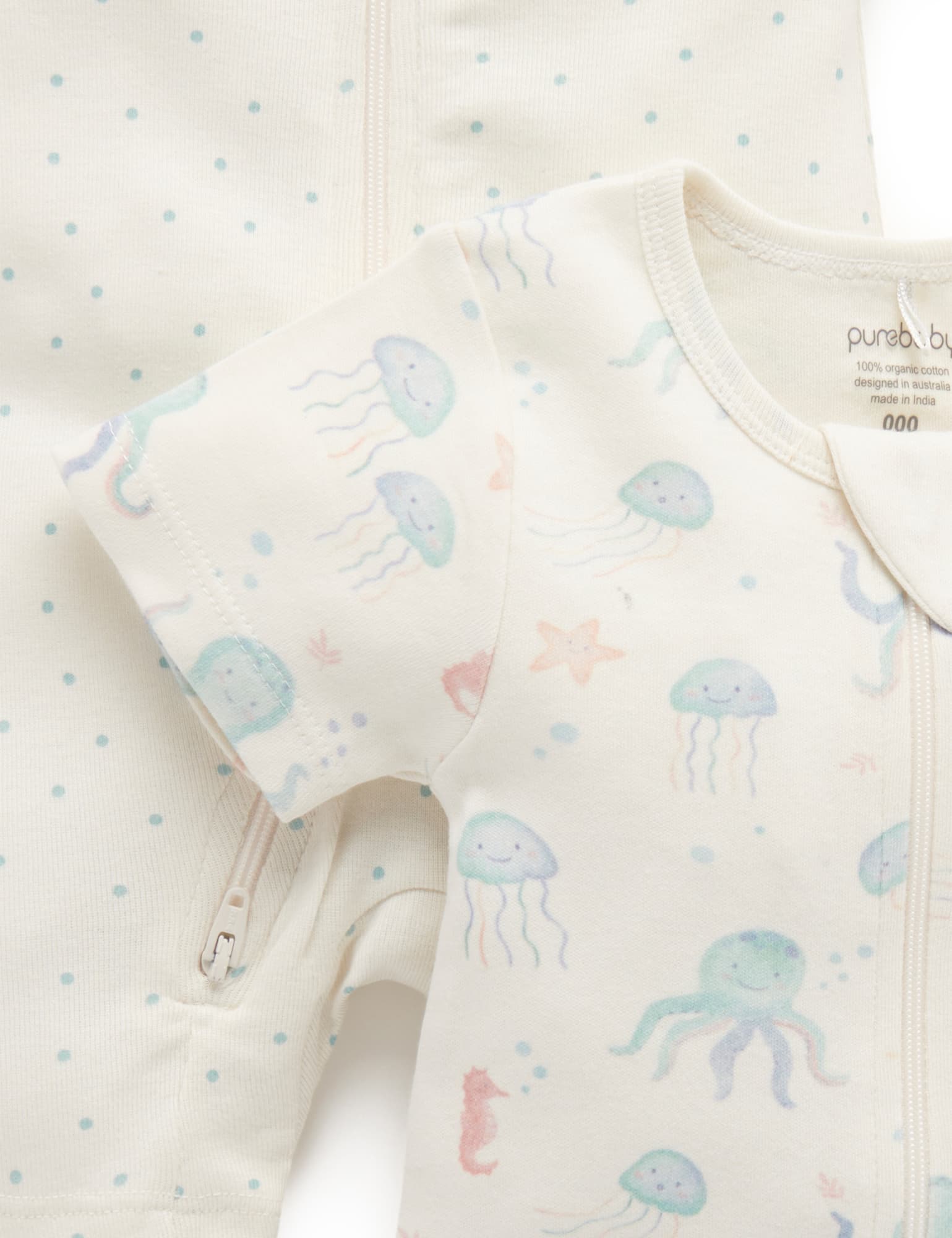 2 Pack S/Slv Zip Growsuit - Cloud We're Floating Print