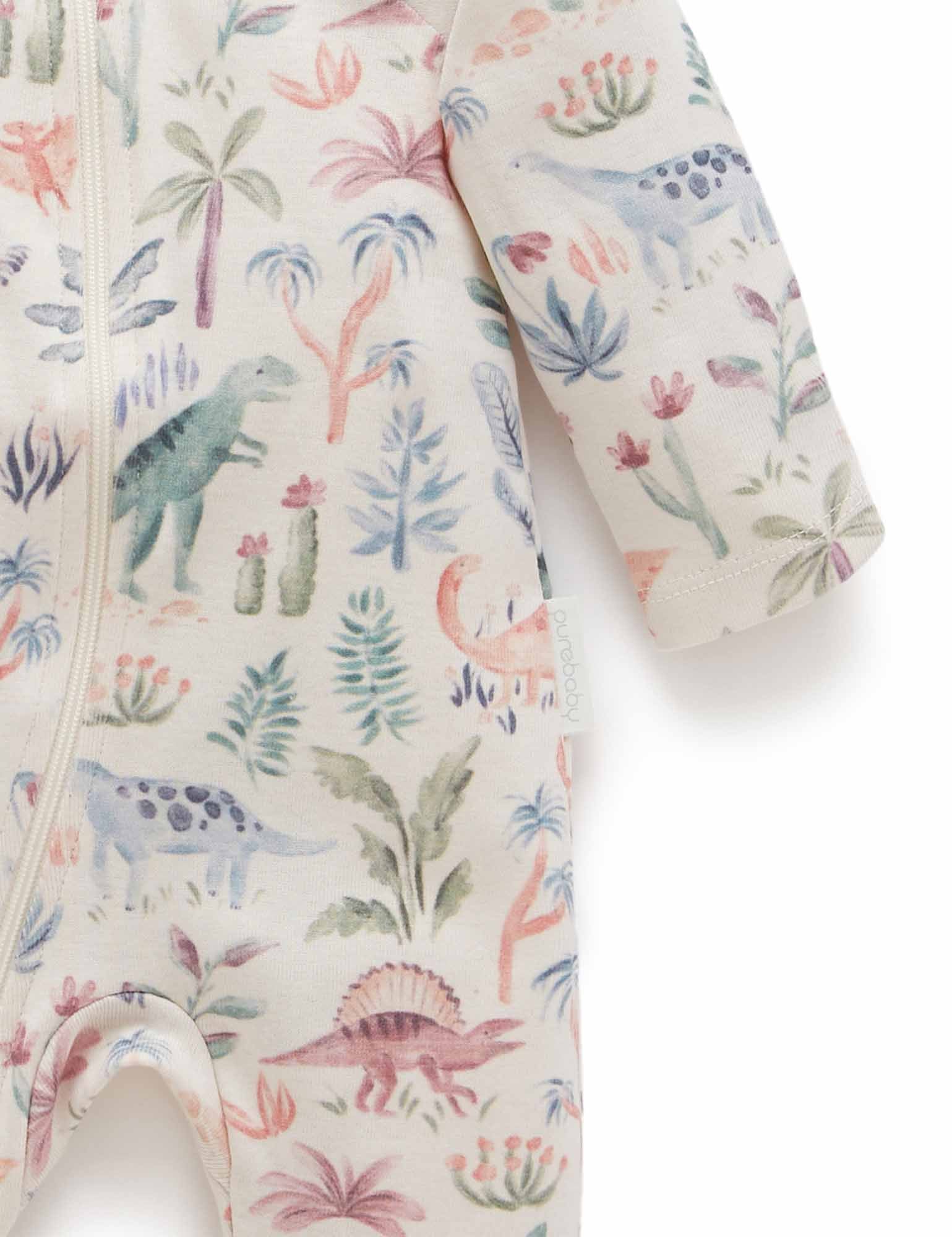 2 Pack Zip Growsuit - Dino Print