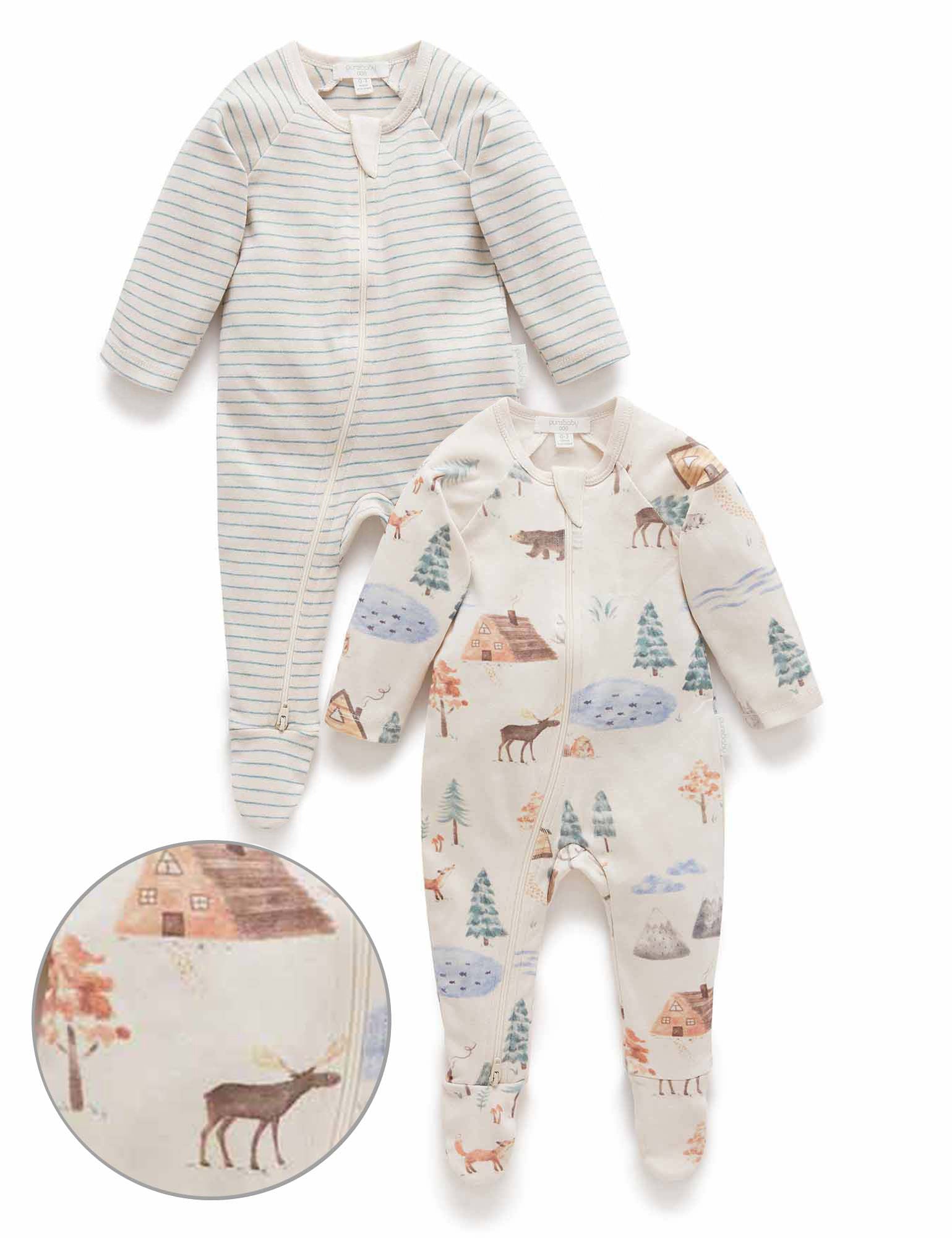 2 Pack Zip Growsuit - Mountains Print