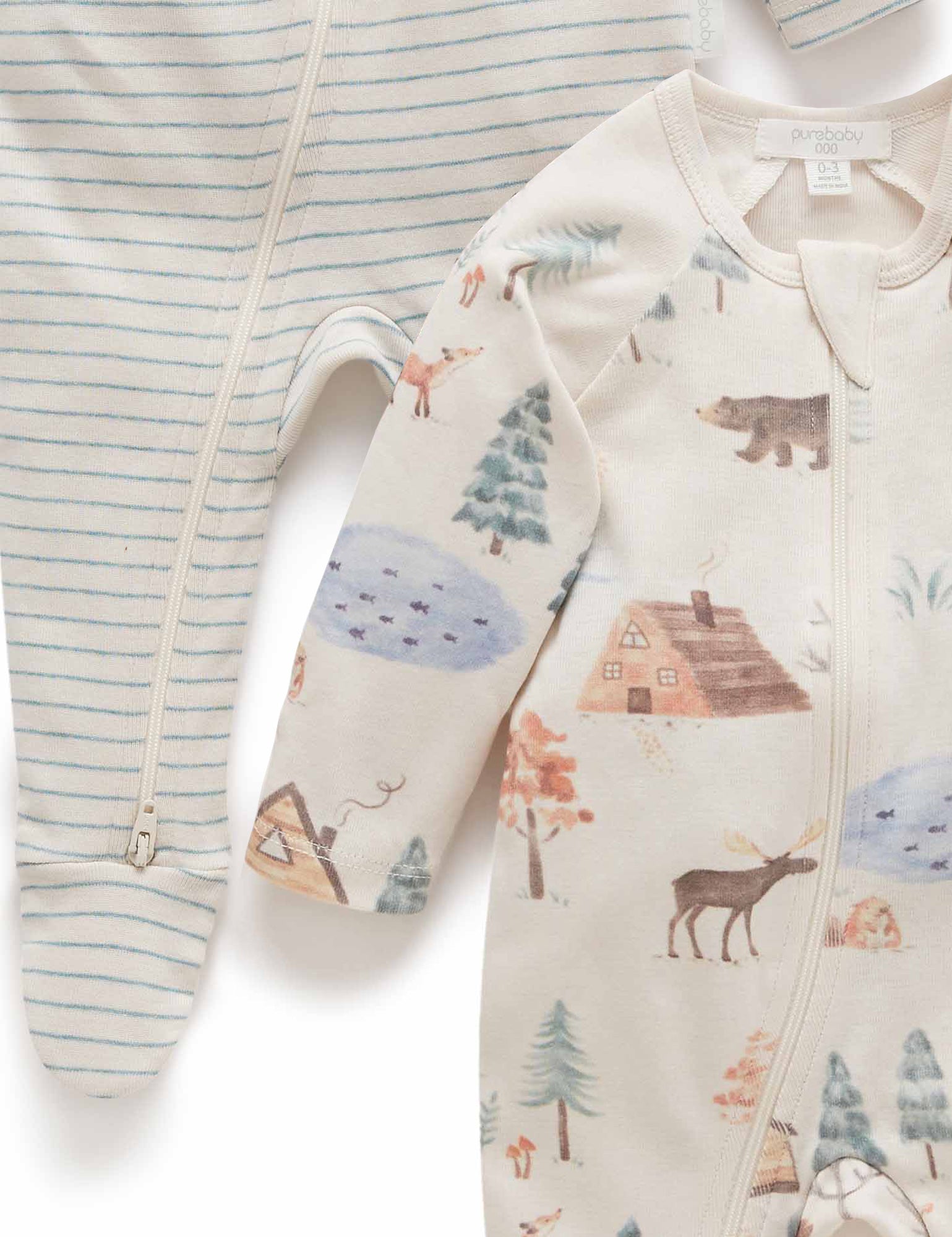 2 Pack Zip Growsuit - Mountains Print