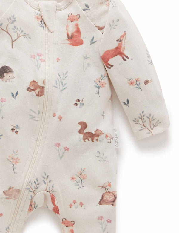 2 Pack Zip Growsuit - Woodland Print