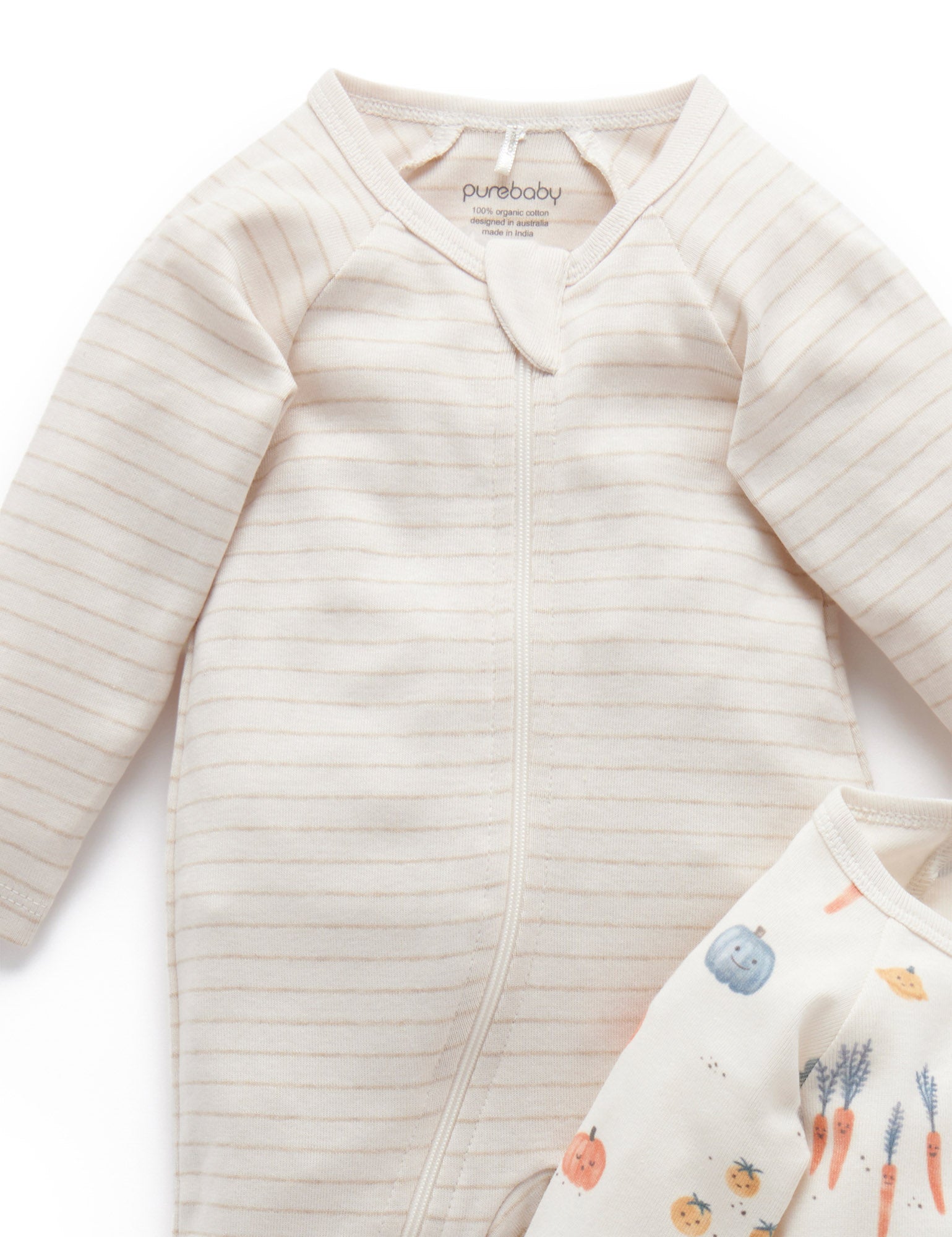 2 Pack Zip Growsuit - Cloud Winter Veggies Print