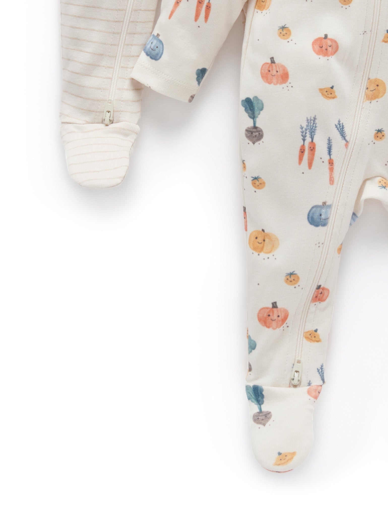 2 Pack Zip Growsuit - Cloud Winter Veggies Print
