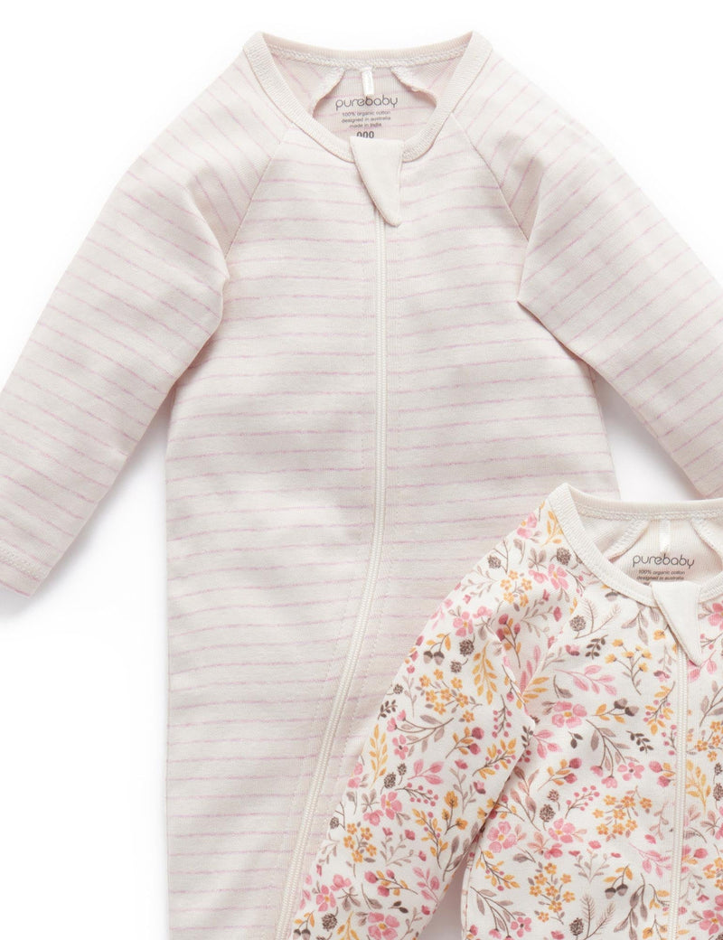2 Pack Zip Growsuit - Winter Floral Print
