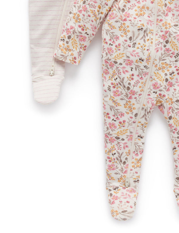 2 Pack Zip Growsuit - Winter Floral Print