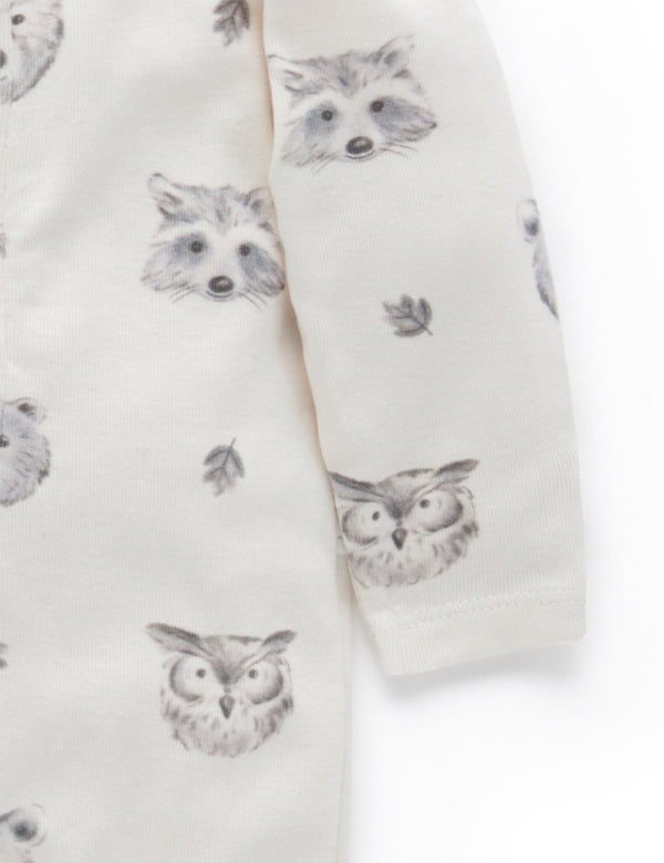 2 Pack Zip Growsuit - Cloud Woodland Faces Print