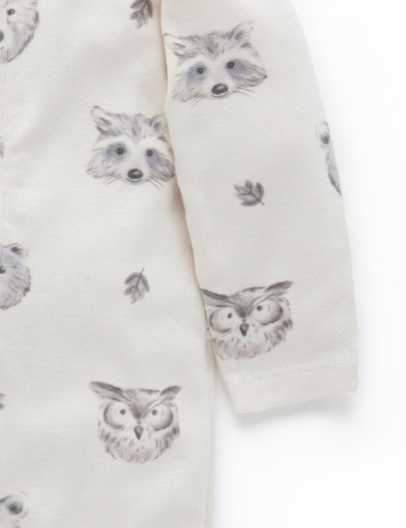 2 Pack Zip Growsuit - Cloud Woodland Faces Print