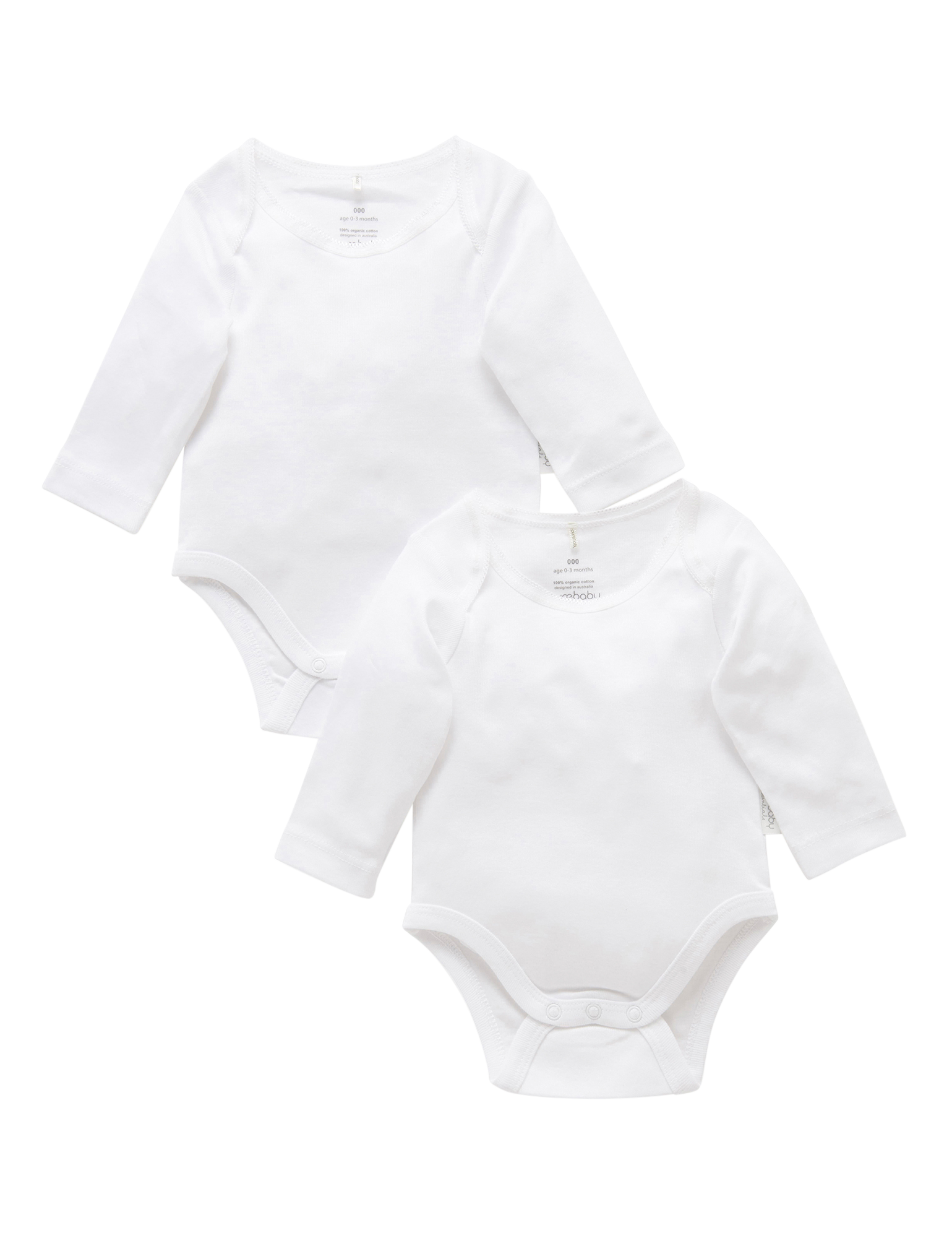 Easy Neck L/S Bodysuit 2 pack - White
