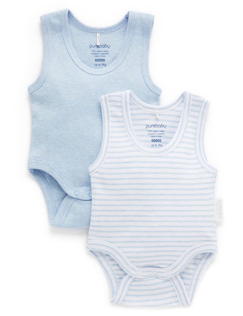 Rib Bodysuit 2 pack - Pale Blue Pack